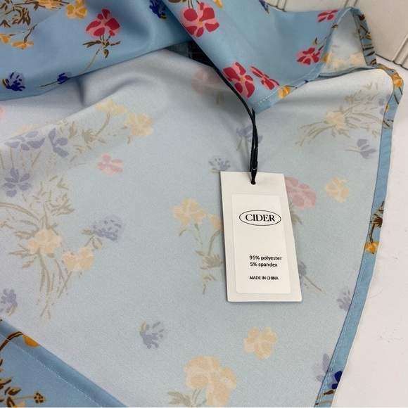 Cider‎ Spaghetti Strap Blue Floral Pattern High Slit Midi Dress Sz XL - Picture 10 of 13